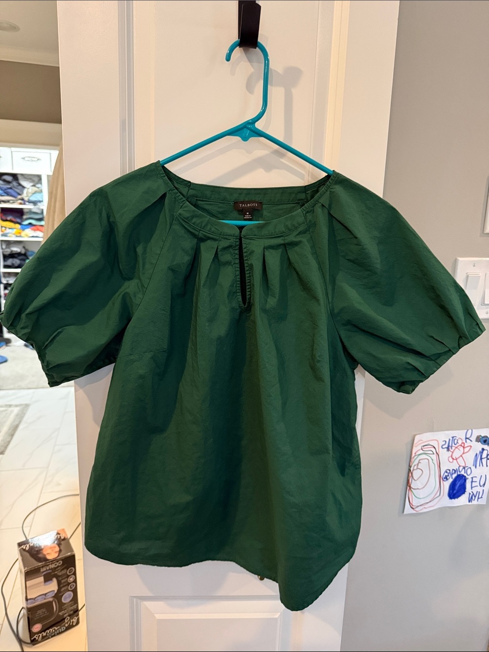 Talbots Forest Green Puff-Sleeve Blouse